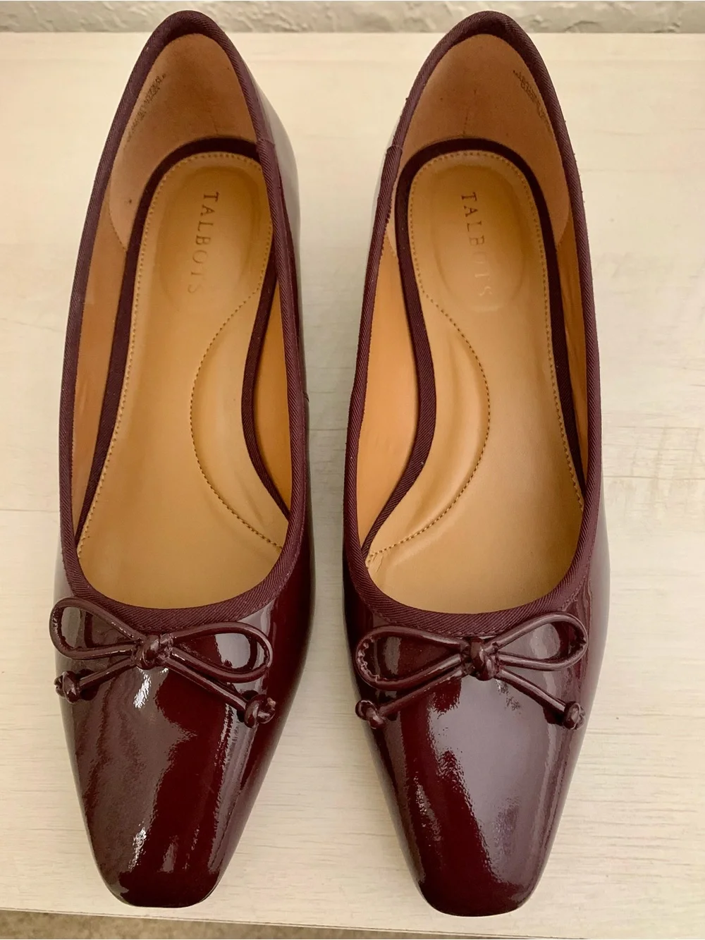 Talbots Rich Burgundy Vanessa Patent Low Block Heel